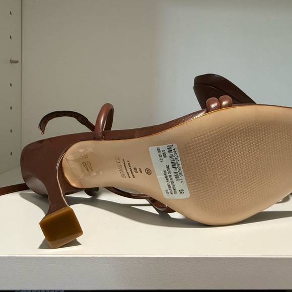 Schutz Lovi Brown Strappy Ankle Strap Sandals  Size 8 Nappa Leather  Brand New - Picture 6 of 8